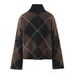 Cross-border Foreign Trade Women's Clothing 2025 Autumn Winter European And American Plaid Pullover Top + Knit Skirt Set_ecoleips.com