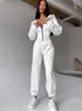 Autumn And Winter Women's Clothing Solid Color Waist Hooded Sweater Trousers Suit Sports And Leisure_ecoleips.com