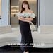 Women's Clothing Plus Size Off-Shoulder Dress Seine Dance Style Waist Fitted Fishtail Two-Way Long Summer French Dress_ecoleips.com