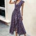 Stylish Bohemian Long Dress Women V‑Neck Tie‑Up Detail With Slim Silhouette & Flowy Big Swing Hem_ecoleips.com
