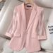 ng2510292 Pink Three-Quarter Sleeve Thin Blazer For Women 2025 Spring Summer New Casual Fashion Design Elegant Suit_ecoleips.com