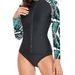 Aria Basics European And American Foreign Trade Two-piece Long-sleeve Zippered Surfing Sun-protective Women's Swimsuit, Hot Spring_ecoleips.com