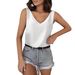 In Stock European And American Sty Solid Color Satin Vest V-neck Casual Camiso Sevess Shirt Summer Basic_ecoleips.com