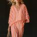Summer Women's Mid Sleeve Round Neck Top Print Striped Color Block Casual Straight Suit_ecoleips.com
