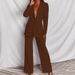 Women's Clothing Elegant Women's Blazer Set With Notched Lapel - Slim Fit Office Wear, Spring/Summer Collection In 8 Colors (Coffee, Rose, White)_ecoleips.com