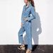 Aria Basics New Spring Autumn Women's Fashion European And American Style Suit Collar Pocket Decorated Waist-Cinching Straight-Leg_ecoleips.com