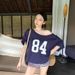 Stylish Letter Print Off-Shoulder T-Shirt For Women, 2025 Summer New Casual Loose Mid-Length Top For Women_ecoleips.com