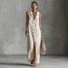 2026 Summer New European And American Style Sleeveless Hooded Long Dress With Buttons For Women On_ecoleips.com