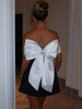 Mozision Bow Backless Sexy Mini Dress For Women Robe Elegant Off-shoulder Strapless Sleeveless A-line Club Sexy Dress Vestido_ecoleips.com
