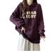 Real Shot Of Embroidered Letter Hooded Sweatshirt For Women, Spring And Autumn Thin Style, Large Size, Loose Fit, Korean_ecoleips.com