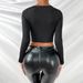 Voya Women's Short, Slim Fit, Sexy Long Sleeved T-shirt As A Base And A Popular Top For Outerwear_ecoleips.com