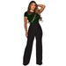 Women's Clothing Sequin Stitching Wide Leg Pants Short Sleeved Jumpsuit_ecoleips.com