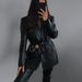Women's Clothing Faux Leather Blazer Jacket With Notched Lapel & Stylish Pockets - Slim Fit Casual Coat For Office & Evening Out (Black, S/M/L/XL)_ecoleips.com