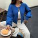 Women's Clothing Aesthetic Button-Up Long Sleeve Knit Sweater For Women - Soft & Stylish Pullover In Pink, Blue, Red, Yellow (S/M/L/XL)_ecoleips.com