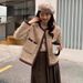 Elegant Faux Shearling Coat Women's Winter Short Jacket Soft Fleece Lined Outerwear Loose Fit Round Neck Casual Blouse_ecoleips.com