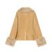 Faux Fur Blazer Women's Slim Fit Velvet Winter Coat Long Sleeve Streetwear Fashion Jacket For Fall & Winter_ecoleips.com