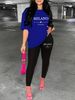 Women's Casual Loose And Fashionable MILANO ITALIA Pattern Print Loose T-shirt+cropped Pants Two-piece Set Home Sportswear Daily Wear-430_ecoleips.com