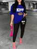 Women's Casual Fashion Leopard Print Lip Print Letter Pattern Print Loose T-shirt+cropped Pants Two-piece Home Sportswear Daily Wear-406_ecoleips.com