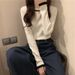 Women's Slim Fit Long Sleeve T-Shirt Base Two Tone Round Neck Short And Thin Top For Autumn Niche Design_ecoleips.com