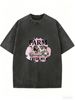 Farm Fresh Milk Cow Floral Graphic Acid Wash Washed Oversized T Shirt Women Crew Neck Short Sleeve Loose Vintage Country Casual Tee_ecoleips.com