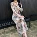 26 Summer Deep V Bias-Cut Bohemian Style Sleeve Slim Fit Printed Women's Two-Piece Long Dress_ecoleips.com