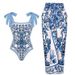Women's Retro Print One Piece Swimsuit Conservative Beach Dress Two Piece Set Exclusive 2025 In Stock_ecoleips.com