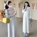 Autumn Winter New Korean Fashion Half High Collar Zipper Knitted Maternity Dress_ecoleips.com