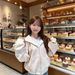 Korean-style Gentle Sweet Striped Hooded Cardigan Sweatshirt For Women, Spring Autumn, Simple And Sophisticated, Loose,_ecoleips.com
