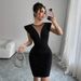 2025 New Solid Color Round Neck Elegant Slim Fit Dress Female Summer High End_ecoleips.com
