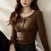 2025 #Selection Of Quality # Three Dimensional Line Curved Long Sleeve T-Shirt For Women 2025 Autumn New High Waist Short Hot_ecoleips.com