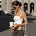 2025 Cross-Border Goddess Versatile European And American Style White Camisole For All Seasons, Women's Tie-Waist_ecoleips.com