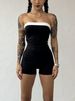 European American Style Women's Sleeveless Strapless Patchwork Sexy Nightclub Outfit Bodycon Top off Shoulder Waist Cinching Thin Design_ecoleips.com
