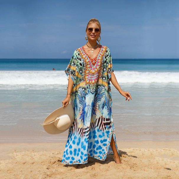 Bohemian Beach Cover-Up Dress – Lightweight & Breathable 99% Cotton Tunic For Women, Oversized Flowy Summer Dress, Perfect For Pool_ecoleips.com