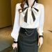Women's Clothing Send Bow Tie Professional Shirt Women's Long Sleeve Early Autumn New Top Design Niche Spring And Autumn Chiffon Shirt_ecoleips.com