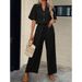 Solid Color Elegant Two Piece Suit Fashionable And Elegant Casual Suit Jacket And Wide Leg Pants Suit_ecoleips.com