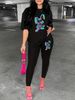 Women's Casual Loose And Fashionable Cartoon Rabbit Pattern Print Loose T-shirt+cropped Pants Two-piece Home Sportswear Daily Wear-250_ecoleips.com