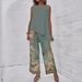Women's Ethnic Style Printed Pant Set Sleeveless Irregular Vest And Full-Length Pants Casual Fashion Spring/Autumn Wear_ecoleips.com