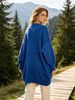 Cobalt Blue V Neck Pit Rib Knit Tunic, Oversized Loose Lightweight Breathable Soft Skin-touch Multi-Pocket Long Sweater_ecoleips.com
