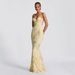 Women's Clothing Elegant Halter Long Dress Floral Embellished Backless Solid Color French Style Fitted Evening Gown For High End Banquets_ecoleips.com