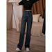 Retro High Waist Slim Fit Stretch Straight Leg Jeans For Women Plus Size Slimming Wide Leg Pants 2026 New Style Curvy Fit_ecoleips.com