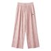 Old Qian High-Waist Minimalist Embroidered Bee Pattern Linen Pants Wide Leg Elastic Waistband Loose Fit Women's Bottoms_ecoleips.com