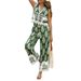 Women's Clothing Style Bohemian Print Contrast Color Waistcoat Top Long Pants Suit Women's Clothing_ecoleips.com
