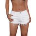 Cross-border Independent Site 2026 Summer White Low-waist Frayed Casual Fashion Denim Shorts For Women SHORTS_ecoleips.com