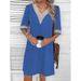 Women's Clothing Lace V Neck Mid Sleeve Loose Casual Dress_ecoleips.com