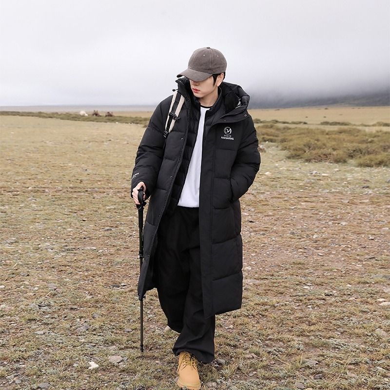 Unisex Longline Puffer Coat With Detachable Hood – Winter Quilted Jacket In Polyester Shell (Black/Beige/White, S-2XL)_ecoleips.com