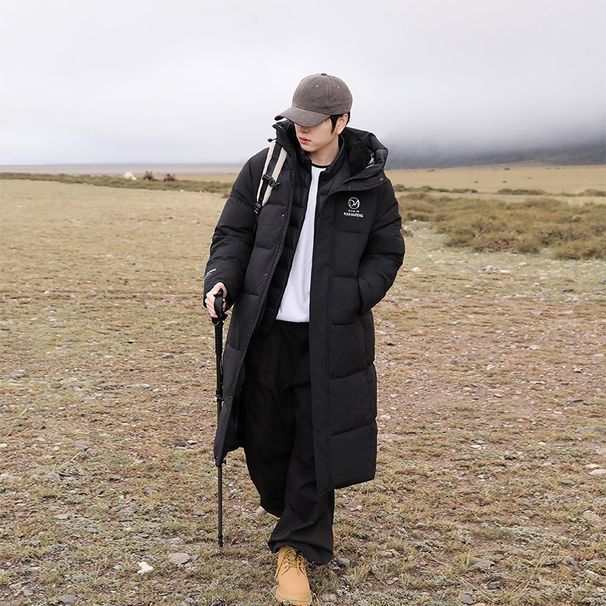 Unisex Longline Puffer Coat With Detachable Hood – Winter Quilted Jacket In Polyester Shell (Black/Beige/White, S-2XL)_ecoleips.com
