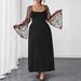 Plus Size Floral Print Mesh Maxi Dress - Elegant Square Neck Summer Long Dress For Vacation & Evening Wear_ecoleips.com