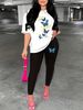 Women's Casual And Fashionable Butterfly Pattern Printed Loose T-shirt+cropped Pants Two-piece Home Sportswear Daily Wear-212_ecoleips.com