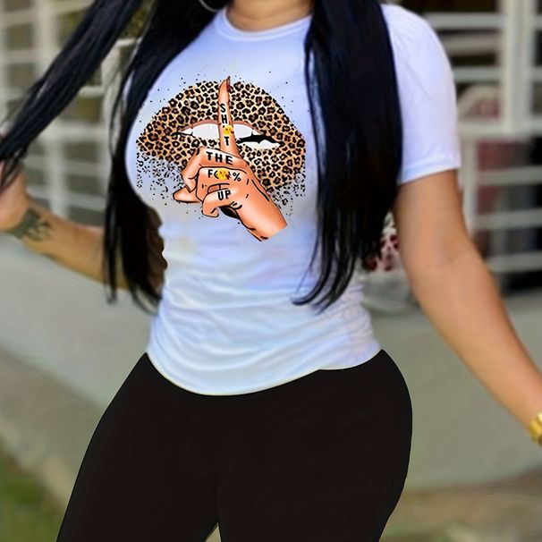 Summer Women's Casual Fashion Graphic Letter Print Loose T-shirt+shorts Two-piece Sportswear Suitable For Daily Wear-60_ecoleips.com