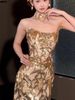 Elegant Strapless Gold Evening Gown For Weddings & Galas - A-Line Cocktail Dress For Petite Women_ecoleips.com